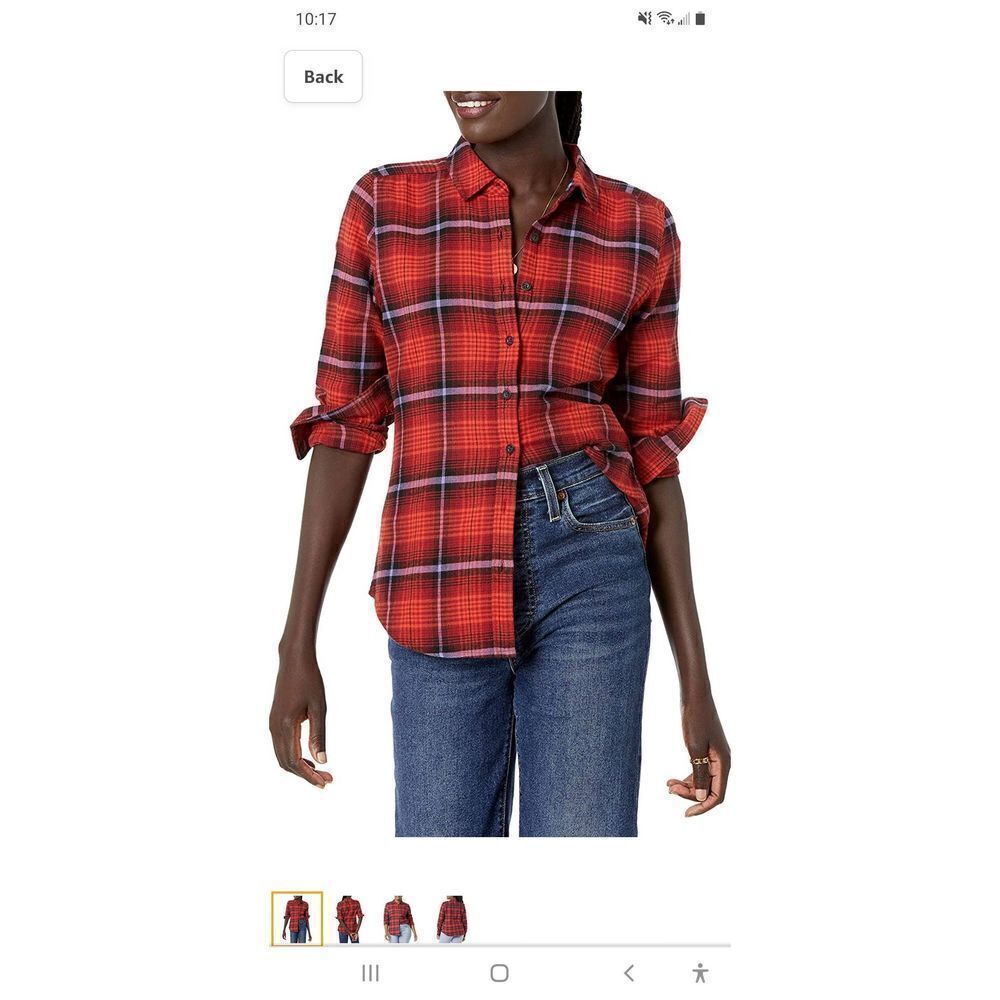 New Medium Good Thread Brushed Flannel Long Sleeve Cotton Button Front Shirt NWT